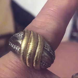 JUDITH RIPKA size 5.5 sterling w gold @ CZs- heavy